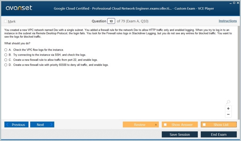 Professional Cloud Network Engineer Premium VCE Screenshot #2